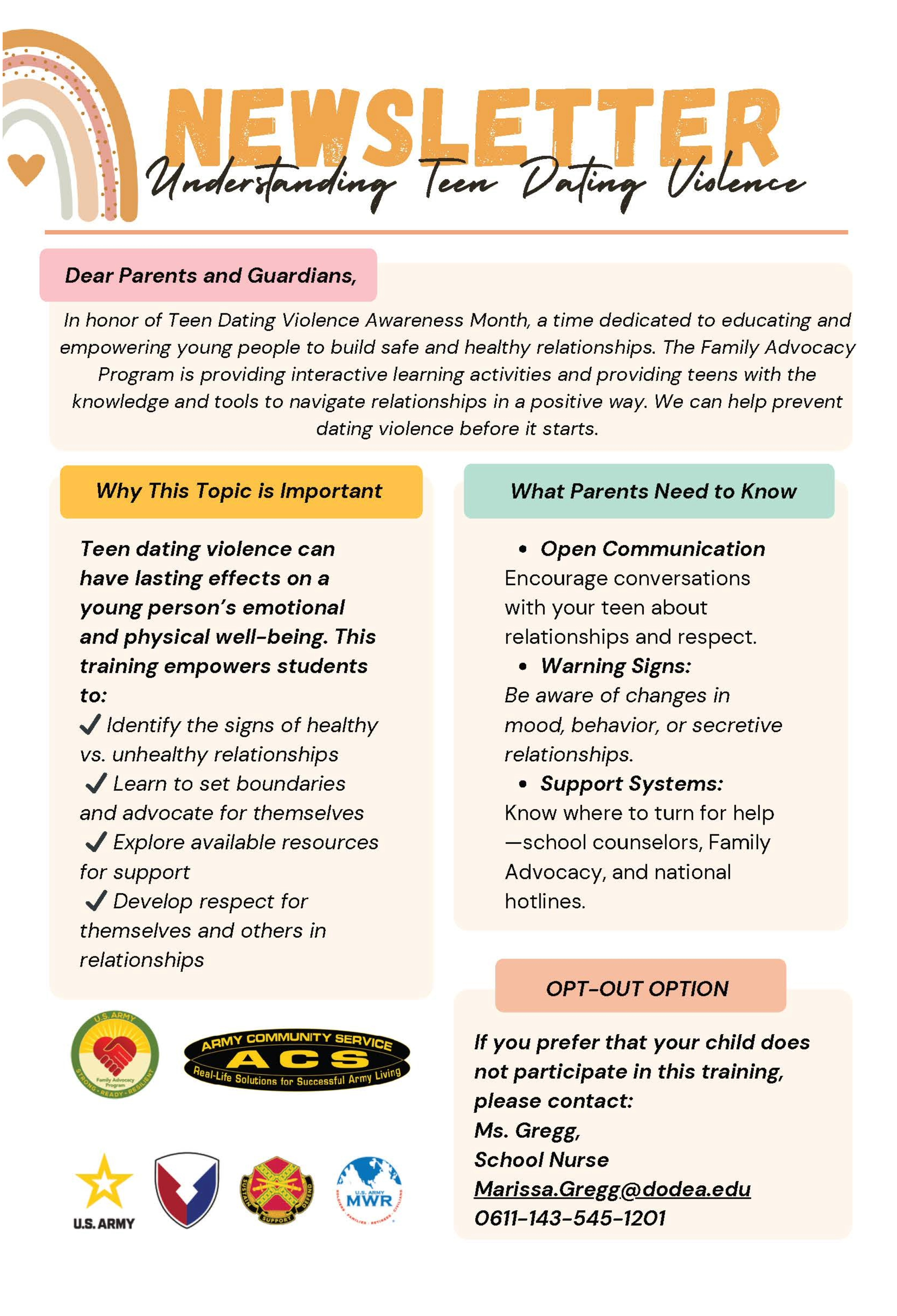 A flyer with information for Teen Violence Prevention.