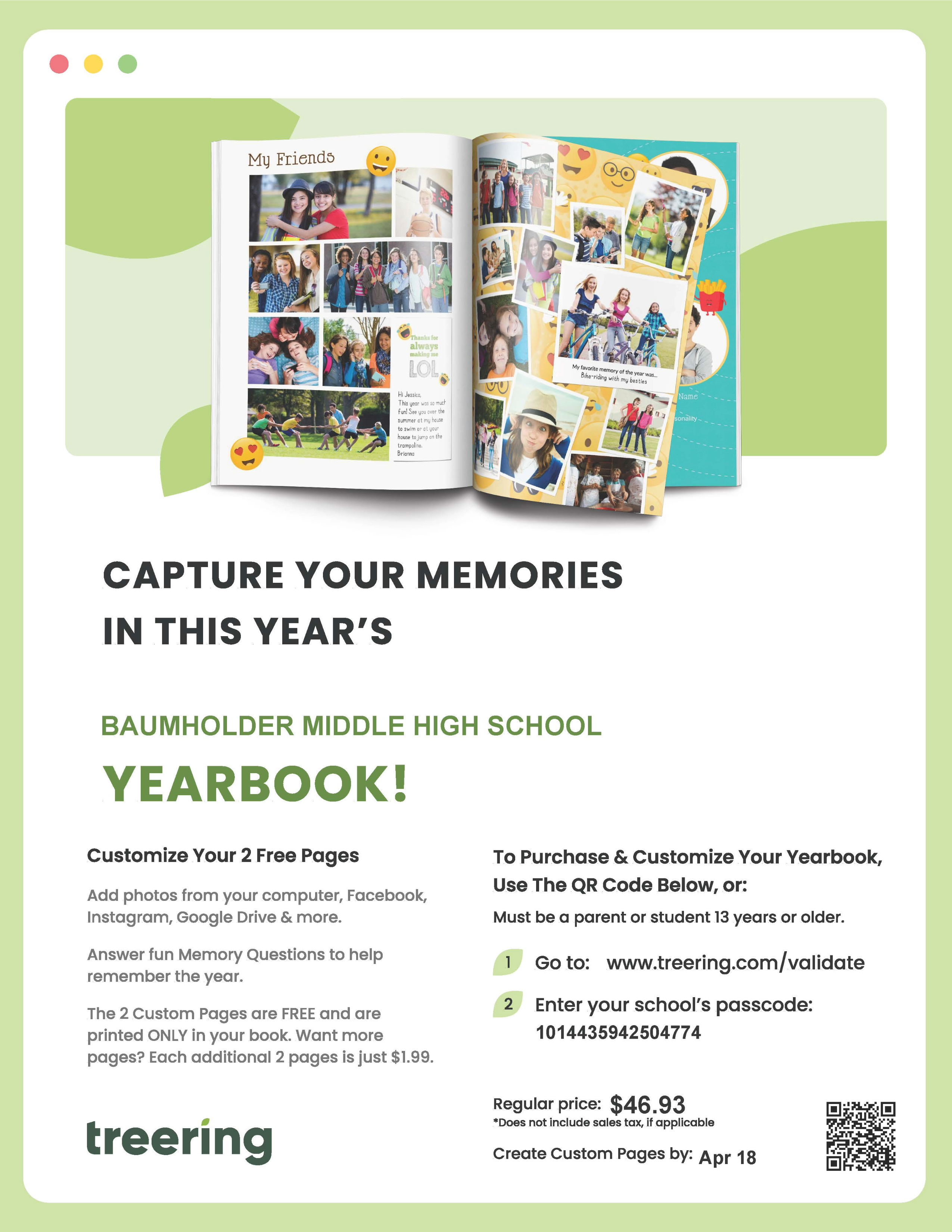 Flyer for yearbook customization information. 