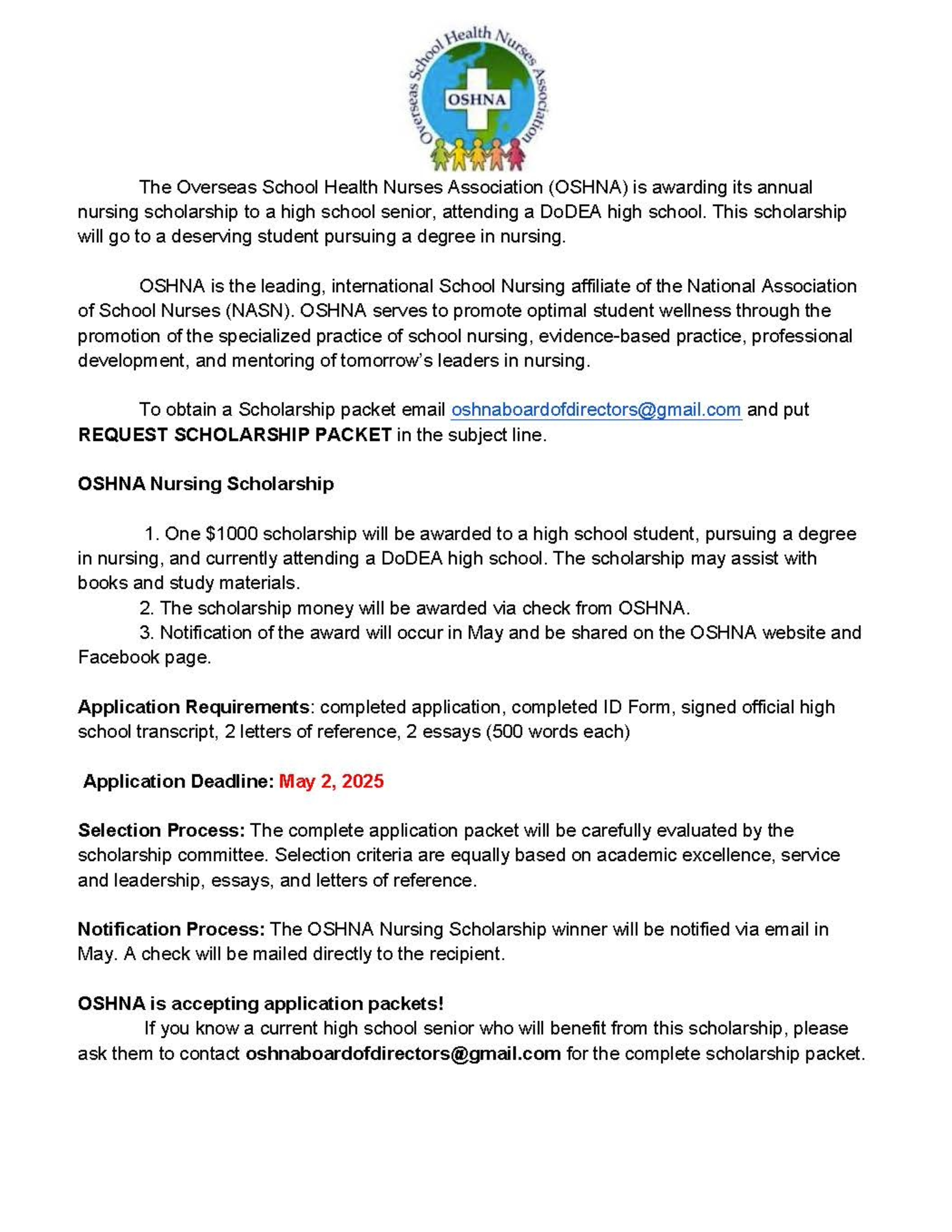Nursing scholarship information.