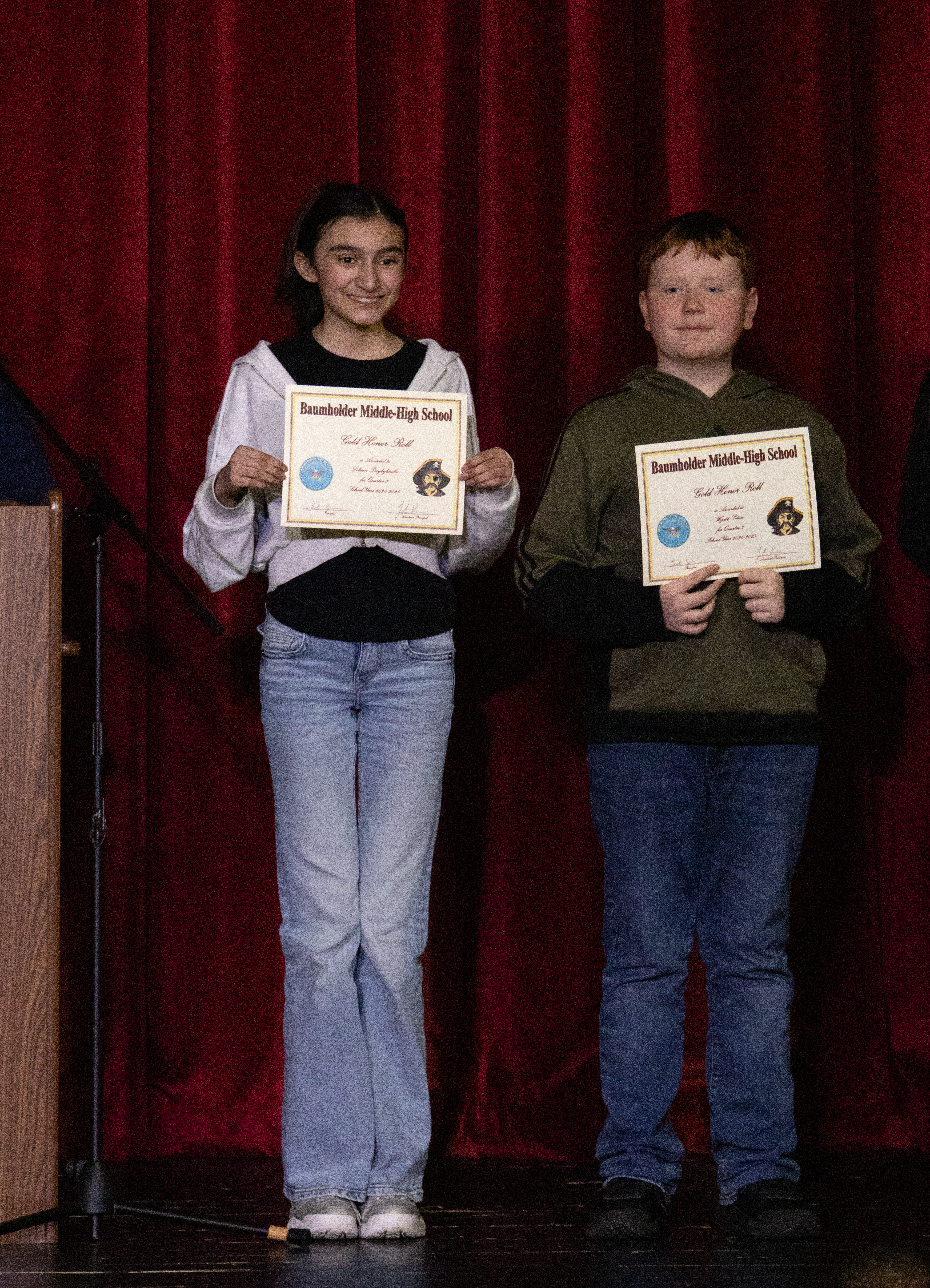 Middle school students received their Honor Roll awards.
