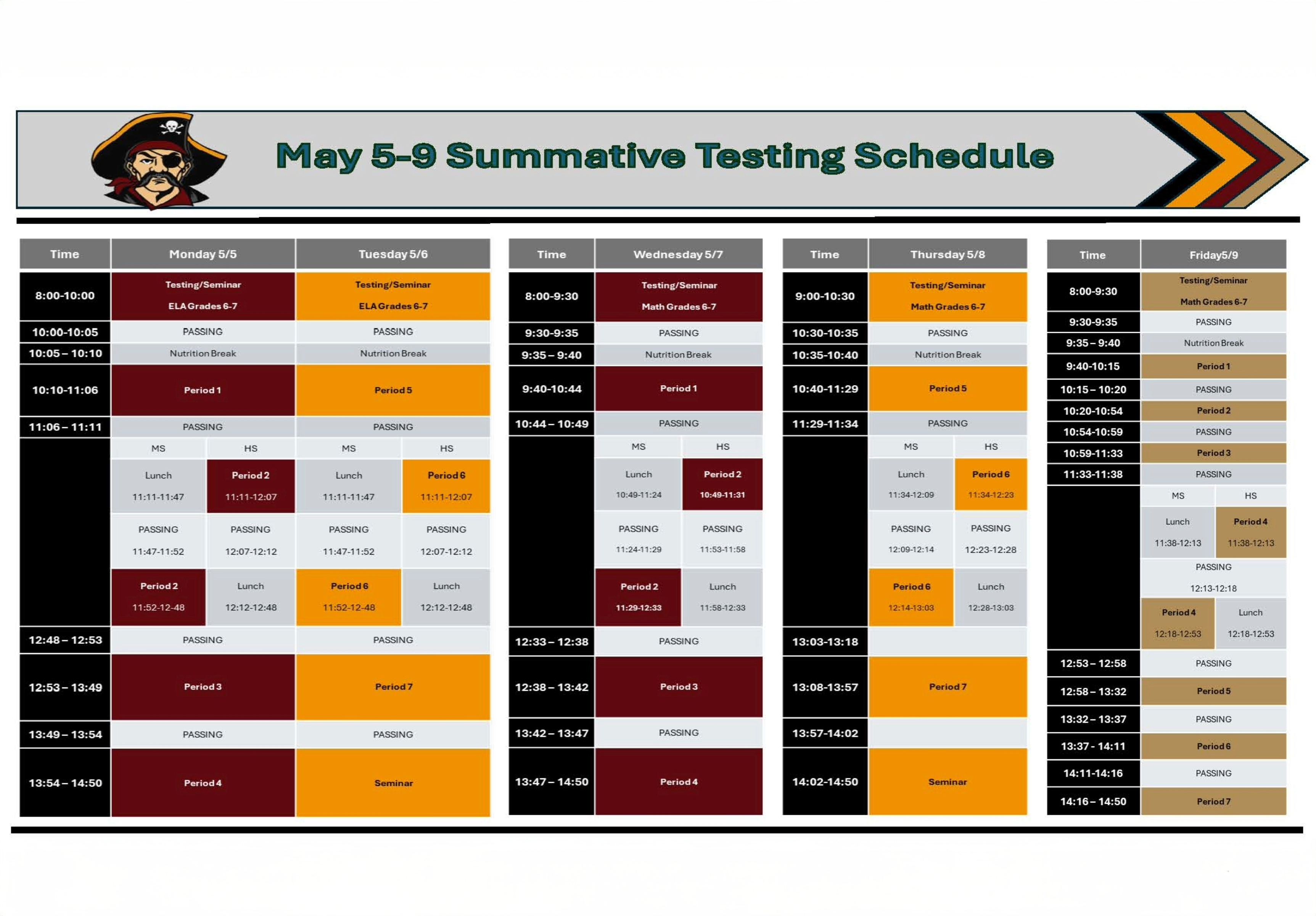 The Baumholder testing schedule.