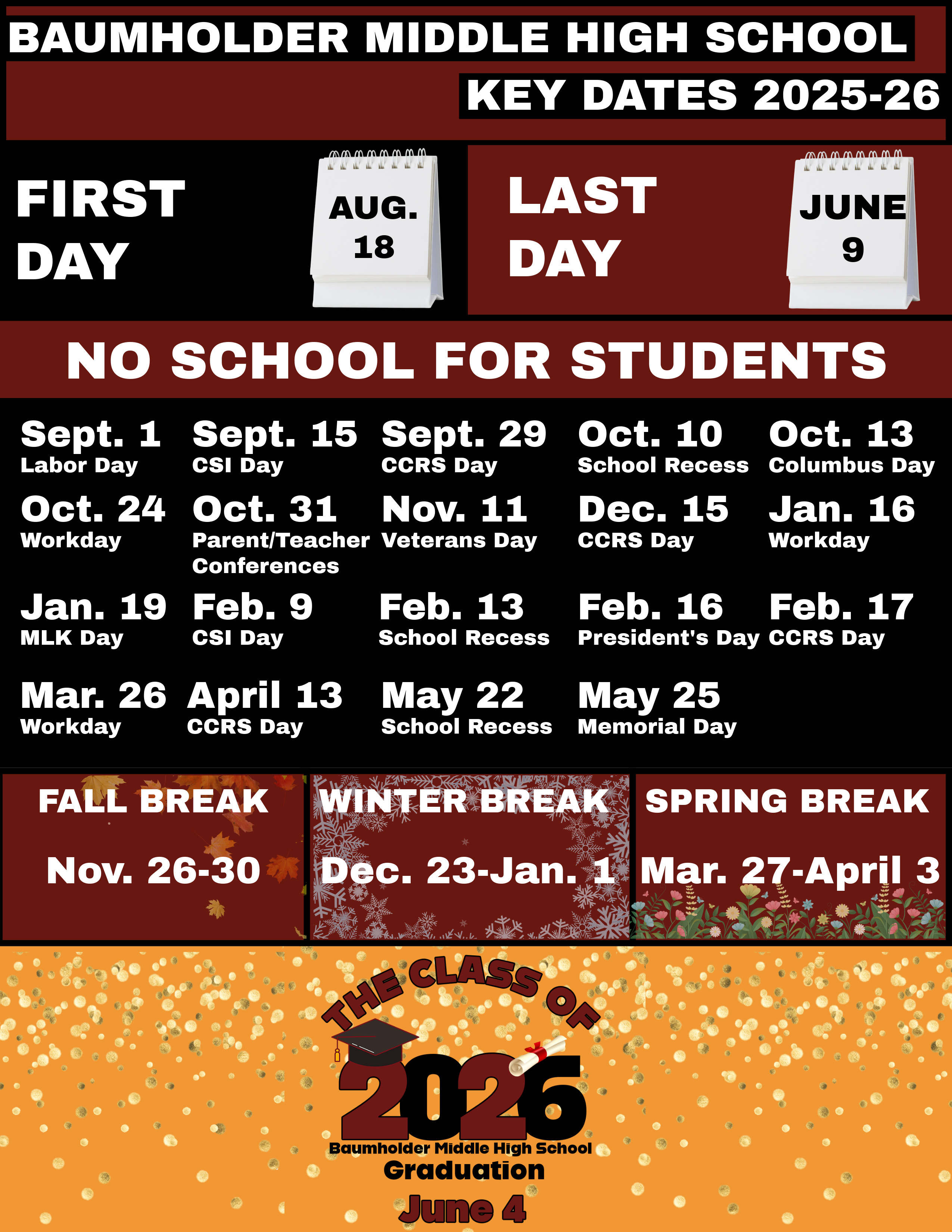 School year 2025-26 Calendar. 